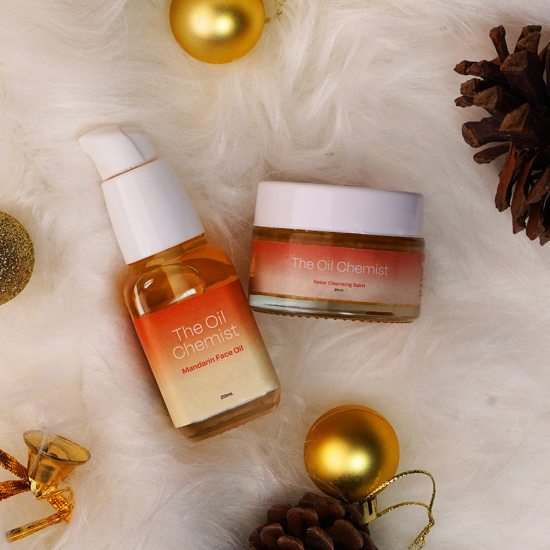 Kesar Glow Routine Combo | Kesar Cleansing Balm & Mandarin Face Oil for Bright, Radiant Skin